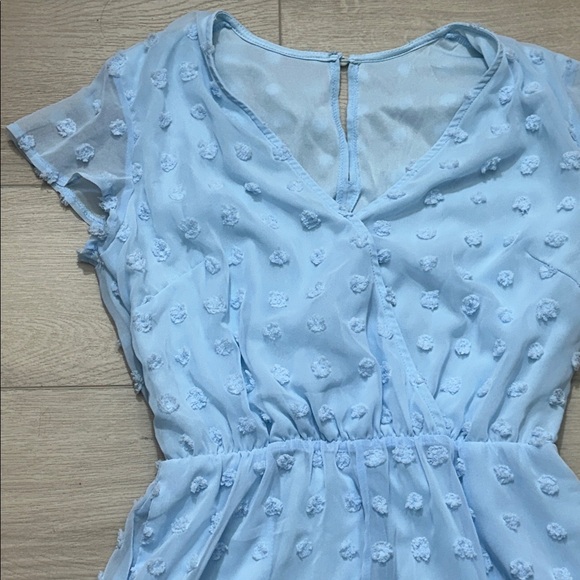 Light Blue Textured Romper - Picture 2 of 7